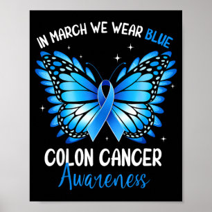 Poster Sensibilisation au cancer colorectal papillon bleu