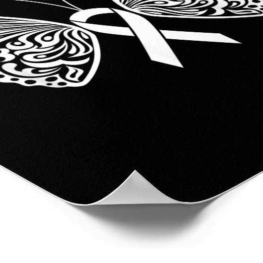 Poster Sensibilisation au cancer du poumon Blanc Ruban Pa (Coin)