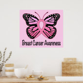 Poster Sensibilisation au cancer du sein avec ruban papil (Cuisine)