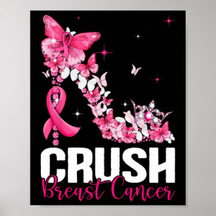Poster Sensibilisation au cancer du sein Bling rose Ruban