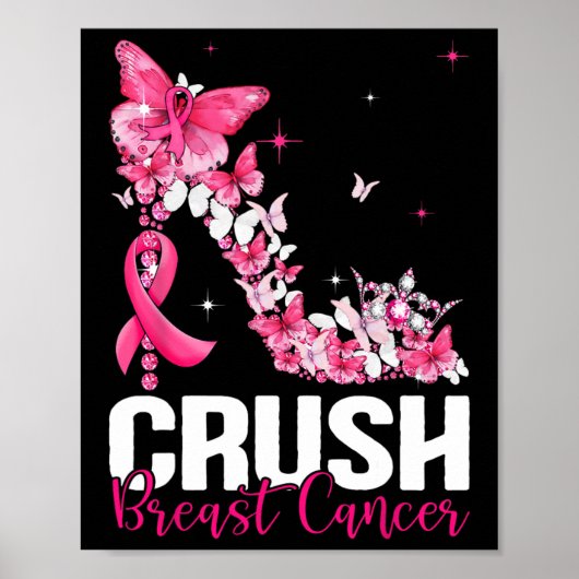 Poster Sensibilisation au cancer du sein Bling rose Ruban (Devant)