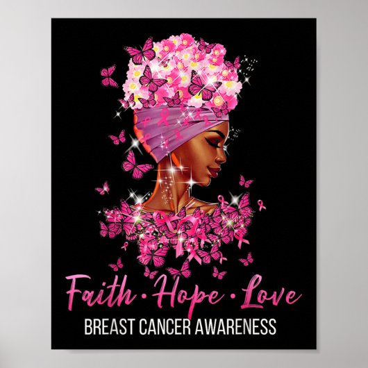 Poster Sensibilisation au cancer du sein Faith Hope Love  (Devant)
