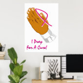 Poster Sensibilisation au cancer du sein Mains de prière (Bureau à domicile)