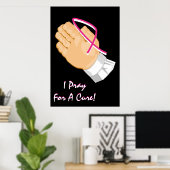 Poster Sensibilisation au cancer du sein Mains de prière (Bureau à domicile)