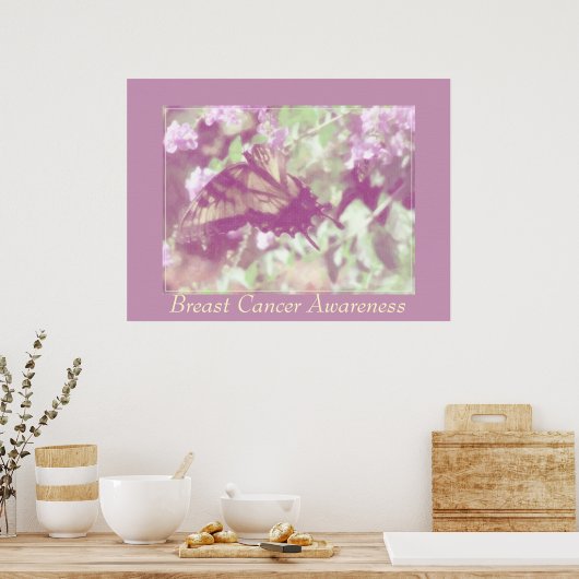 Poster Sensibilisation au cancer du sein - Papillon monar (Cuisine)