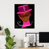 Poster Sensibilisation au cancer Penser le Ruban rose Sur (Bureau à domicile)