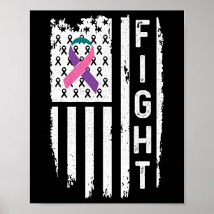 Poster Sensibilisation au drapeau américain du cancer