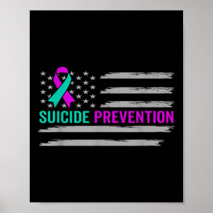 Poster Sensibilisation au suicide États-Unis drapeau amér