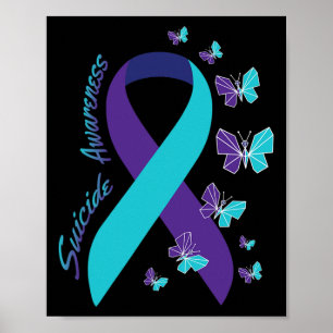 Poster Sensibilisation au suicide par papillon à ruban Sa