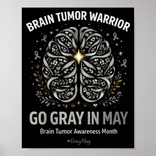 Poster Sensibilisation aux tumeurs cérébrales porter gris
