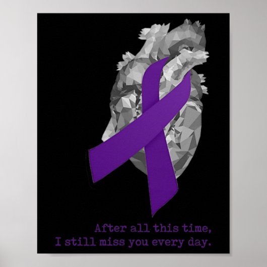 Poster Sensibilisation Ruban Violet Coeur Vous Manque (Devant)