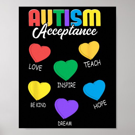 Poster Sensibilisation sur l'autisme Acceptation Coeur Ho (Devant)