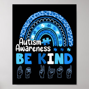 Poster Sensibilisation sur l'autisme Be Kind ASL Hand Sig