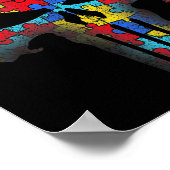 Poster Sensibilisation sur l'autisme crâne Pièce de puzzl (Coin)