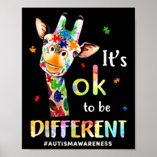 Poster Sensibilisation sur l'autisme Cute Giraffe Animal