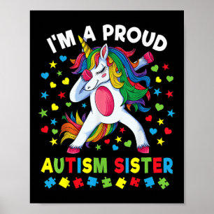 Poster Sensibilisation sur l'autisme Dabbing Unicorn Girl