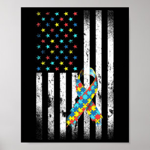 Poster Sensibilisation sur l'autisme déprimé American Fla