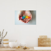 Poster Sensibilisation sur l'autisme Hands Tenant Des Let (Cuisine)