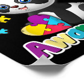 Poster Sensibilisation sur l'autisme Panda Puzzle Pièces (Coin)