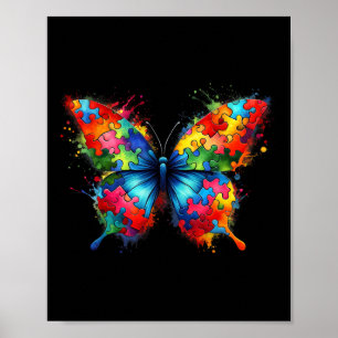 Poster Sensibilisation sur l'autisme papillon coloré Auti