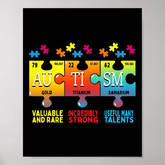 Poster Sensibilisation sur l'autisme Puzzle Éléments chim (Devant)