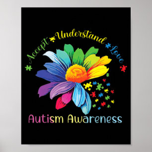 Poster Sensibilisation sur l'autisme Sunflower Accepter C