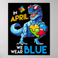 Sensibilisation sur l'autisme Trex Dino Dinosaur D