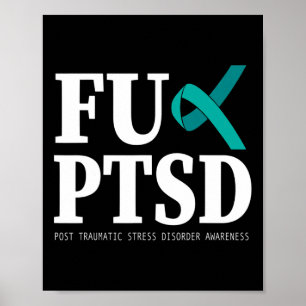 Poster Sensibilisation turquoise au ruban Ptsd - Soutien 