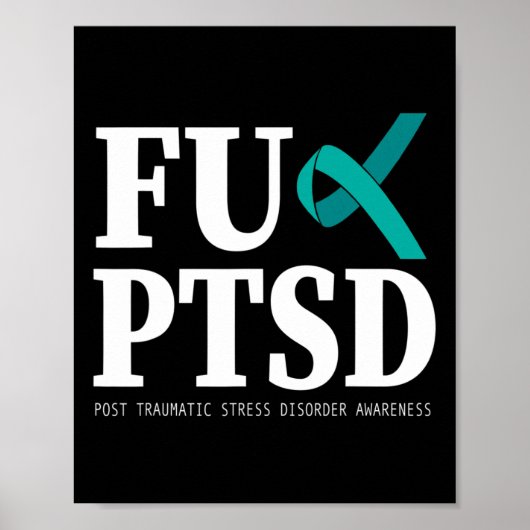 Poster Sensibilisation turquoise au ruban Ptsd - Soutien (Devant)