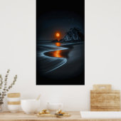 Poster Sentier au Clair de Lune : Solitude de la Plage (Cuisine)