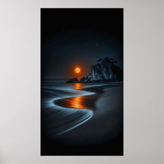 Poster Sentier au Clair de Lune : Solitude de la Plage (Devant)