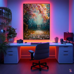 Poster Sentier de Fleur Enchantée - Paysage Floral Mystiq