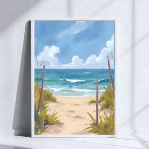Poster Sentier de la plage   Eau de mer Océan peint à l'a