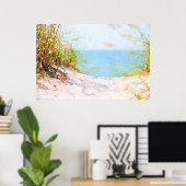 Poster Sentier de plage Océan Herbe Aquarelle (Bureau à domicile)