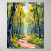 Poster Sentier de printemps | Nature aquarelle forêt vert (Devant)