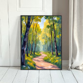 Poster Sentier de printemps | Nature aquarelle forêt vert
