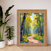 Poster Sentier de printemps | Nature aquarelle forêt vert