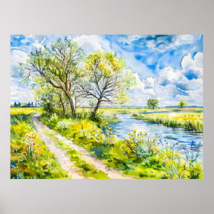 Poster Sentier mmer au bord de la Havel en style aquarell