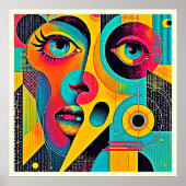 Poster Sentiments Colorés : Visage Abstrait (Devant)