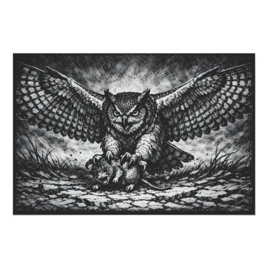 Poster Sentinelle Hibou ailé par BurnsInHell (Devant)