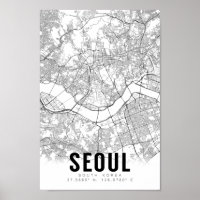 Séoul Corée du Sud 서 울 minimaliste carte Art