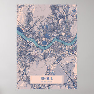 Poster Séoul - Corée du Sud Breezy City Map