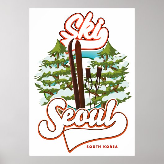 Poster Séoul Corée du Sud Ski logo (Devant)