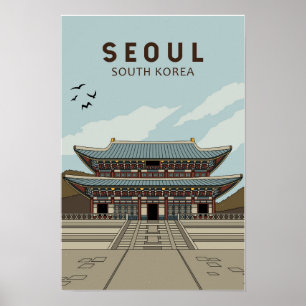 Poster Séoul Corée du Sud Voyage Art Vintage