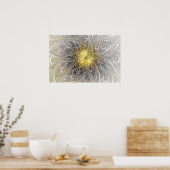 Poster S'épanouir avec une fleur fractale abstraite moder (Cuisine)