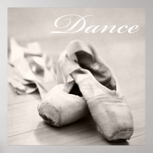 Poster Sepia Ballet Slipper Pointe Shoes Dance Template