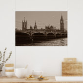 Poster Sepia Big Ben Tower Palace de Westminster (Cuisine)