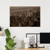Poster Sepia Brown New York City Night Artwork (Bureau à domicile)