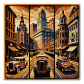Poster Sepia Cityscape Triptyque (Devant)