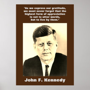Poster Sepia JFK John F. Kennedy Citation Motivationnelle